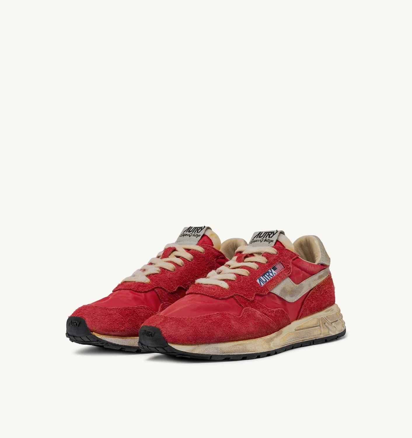 SNEAKERS REELWIND SUPER VINTAGE AUS NYLON UND WILDLEDER IN ROT