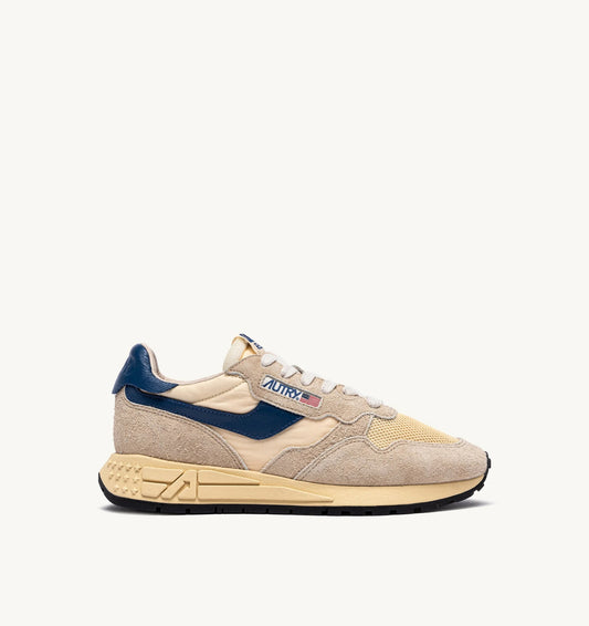 SNEAKERS REELWIND LOW AUS NYLON WILDLEDER UND LEDER IN ECRU' UND ENSIGN BLUE