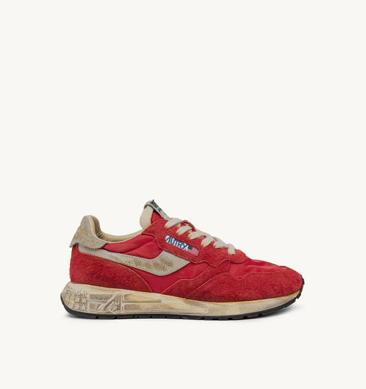 SNEAKERS REELWIND SUPER VINTAGE AUS NYLON UND WILDLEDER IN ROT