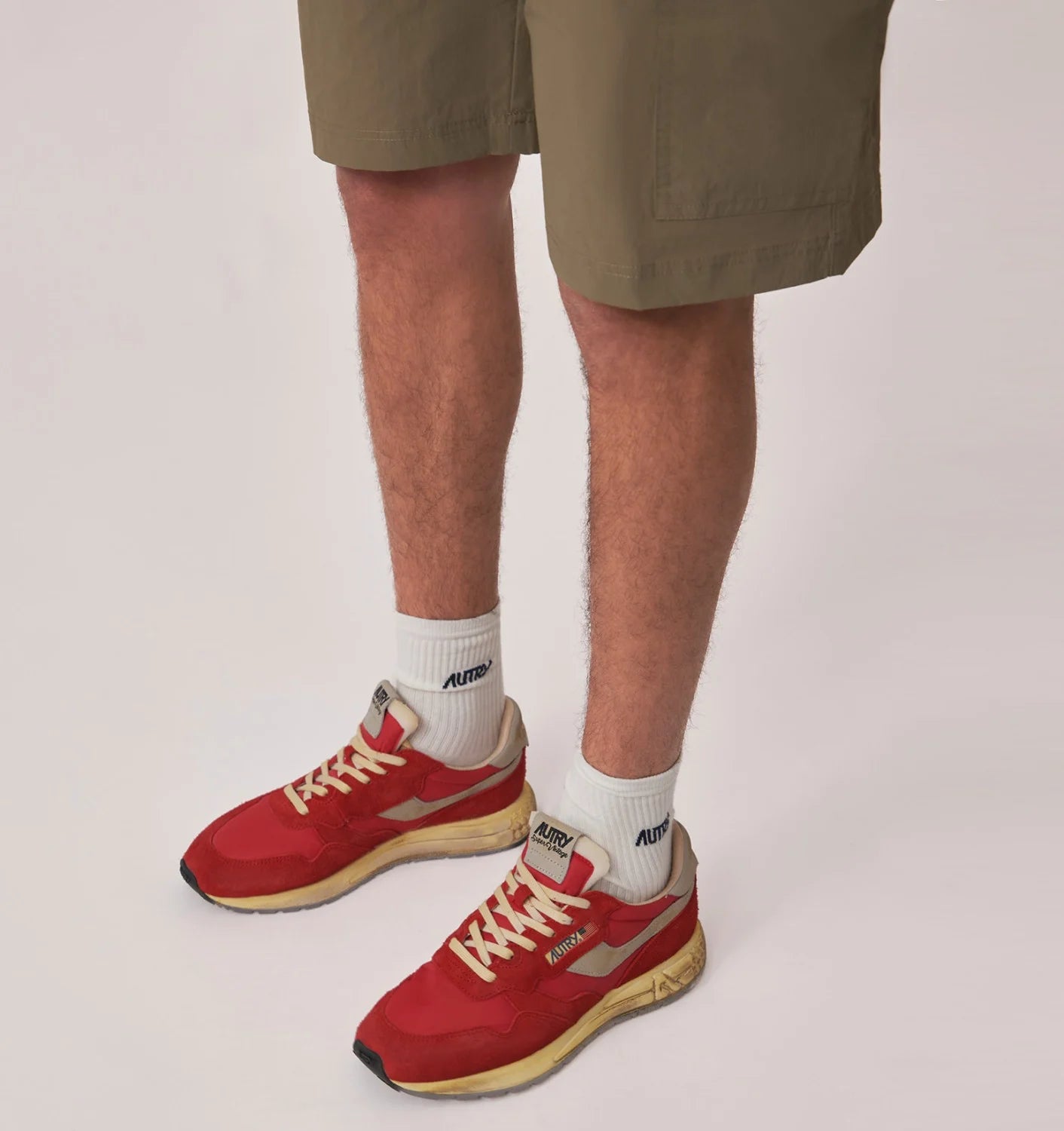 SNEAKERS REELWIND SUPER VINTAGE AUS NYLON UND WILDLEDER IN ROT