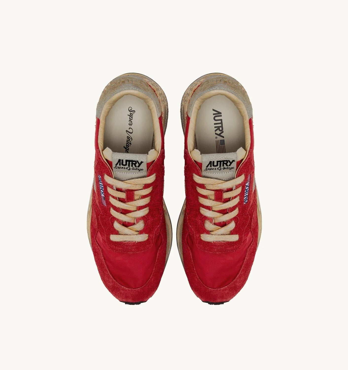 SNEAKERS REELWIND SUPER VINTAGE AUS NYLON UND WILDLEDER IN ROT