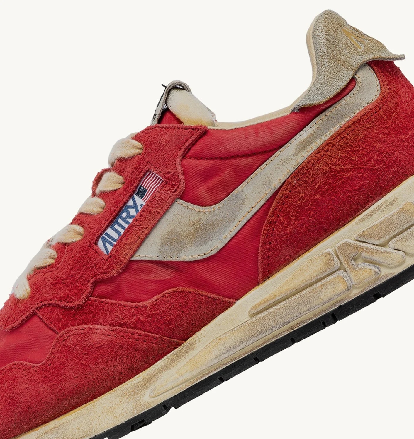 SNEAKERS REELWIND SUPER VINTAGE AUS NYLON UND WILDLEDER IN ROT